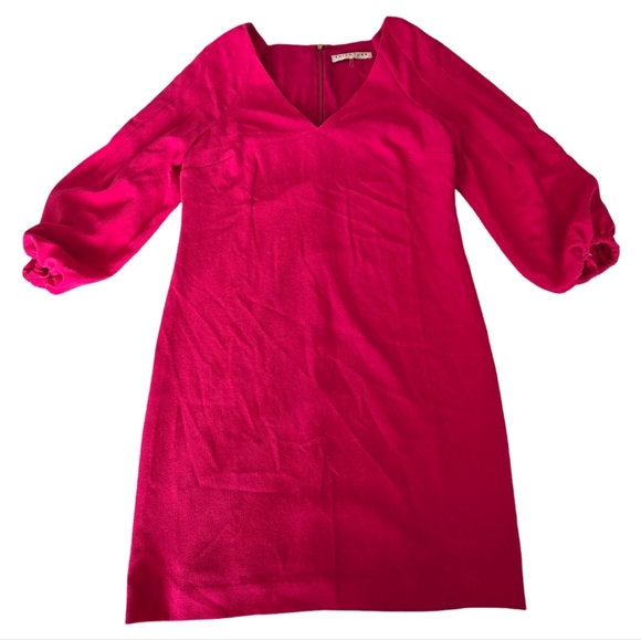 Trina Turk Puff Sleeve Mini Dress Pink V-Neck Balloon Sleeve Size 8 Glamoratti - Picture 2 of 10